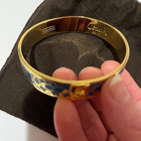 Authentic Coach Gold & Blue Signature Kissing CC’s Bangle Bracelet Small - Picture 8 of 8